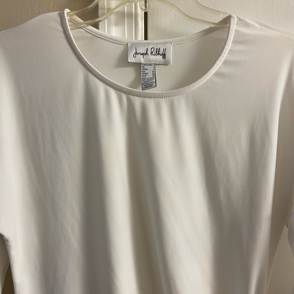 Joseph Ribkoff white pop over blouse cinch waist elbow sleeve Sz 6 - Picture 3 of 7